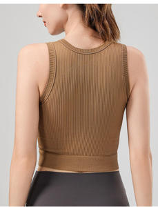 Top sin mangas con cuello redondo y corte irregular para mujer, chaleco de color liso, ajustado y acanalado, al por mayor - Product Image 2