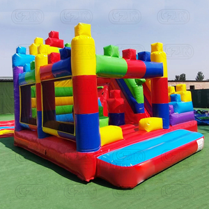 Carrera de obstáculos inflable comercial Castillo hinchable Combo Mega bloques de construcción Legao Themed Jumping Bounce House para la venta - Product Image 5