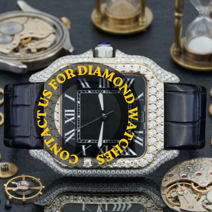 Montre en acier inoxydable avec quartz moissanite de qualité supérieure, boîtier carré argenté, analogique, élégante, cadeau de mariage pour homme - Product Image 5