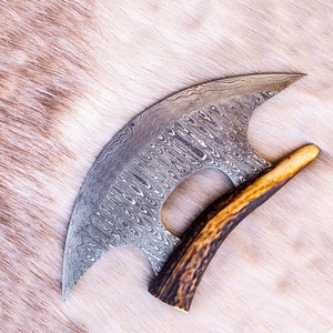 Custom Handmade Forged Ullu <b>Knife</b> Damascus Steel Horn Handle Leather Sheath Eco-Friendly Ambidextrous Modern Dishwasher <b>Safe</b> - Product Image 4
