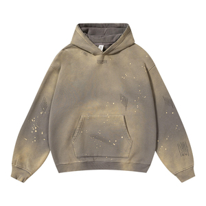 Sweat à capuche homme personnalisé avec logo, coupe ample vintage vieillie, 500 g/m², en molleton bouclette vierge, surdimensionné, lourd, sans cordon, délavé à l'acide - Product Image 1