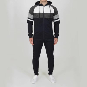 Conjunto Deportivo de 2 Piezas para Hombre, Sudadera con Capucha y Pantalones Jogger de Tela de Rizo con Bloques de Color Estampados para Invierno, para Gimnasio y Running - Product Image 1