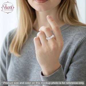 [Sheri Jewels] Simple Band Ring 18K Solid White Gold Natural Diamond F-G Color SI1-2 Clarity Brilliant Cut Wedding Engagement - Product Image 4