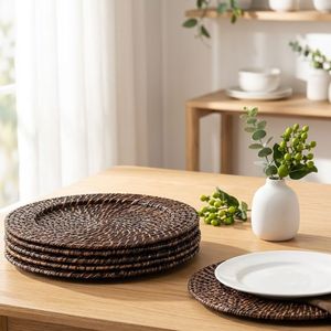 Platos de ratán ecológicos, manteles individuales de mimbre y bambú para decoración del hogar, cocina y decoración de mesas para bodas. - Product Image 6