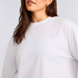 Yoga Apparel Baggy Women's <b>Long</b> Sleeve Plus Size Breathable Cotton Jersey Material Longline Fitness Workout Shirt Plain - Product Image 4