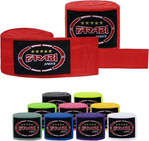 Vente en gros de bandages de boxe FARABI en coton/polyester/nylon, respirants, durables, élastiques, pour toutes les saisons, entraînement d'arts martiaux - Product Image 1