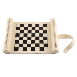 Custom Portable PU Leather Chess <b>Set</b> Outdoor Sports Professional Tournament Quality Plastic Board Roll Mat Wooden Checker Pieces - Product Image 2