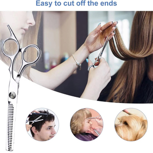 Professional Barber Thinning <b>Scissors</b> Stainless Steel Blade <b>Left</b>-<b>Handed</b> 28 Teeth Medium Handle for Hair Application - Product Image 4