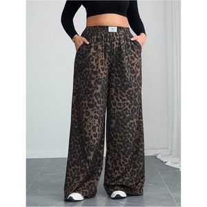 Custom Women's Plus Size Solid Mid Waist Wide Leg Casual Autumn <b>Drawstring</b> <b>Trouser</b> - Product Image 6