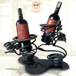 Soporte de Vino en Espiral para Dos Botellas, Estante de Vino de Hierro Forjado, Diseño Artesanal, Logotipo Personalizado, Fabricante de Vietnam - Product Image 1