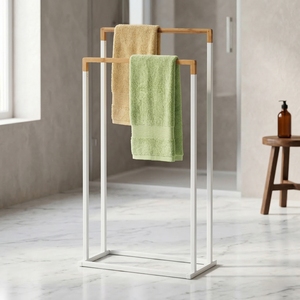 MIT Housewares Porte-serviettes double en bambou de luxe Meubles de rangement modernes avec cadre en métal disponibles en gros pour les ménages - Product Image 4