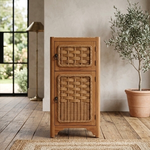 New Vintage Antique Multifunctional Teak Wood Cabinet Natural Rattan Woven Sideboard Buffet <b>Small</b> Storage Apartment Wooden - Product Image 4