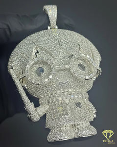 Colgante de personaje de dibujos animados Iced Out con diamantes de moissanita, estilo hip hop de lujo, collar llamativo con dije de dibujos animados Iced Out - Product Image 3