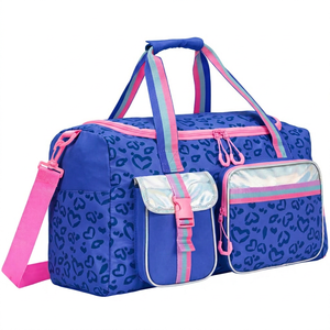 Girls Purple <b>Patchwork</b> Polyester Duffle <b>Bag</b> Adjustable Strap Multi Functional Gym Travel <b>Bag</b> Zipper Closure Casual Style - Product Image 3
