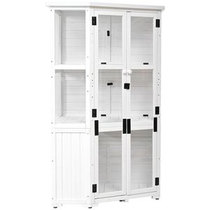 TOPMAX 63 ''Hauteur Assemblage Jardin Armoire De Rangement En Bois Abri De Stockage D'outils En Plein Air Mini Serre Cadre Froid Toit Étanche - Product Image 6