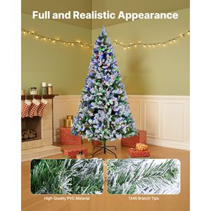 Albero di Natale Artificiale Innevato Preilluminato da 2,2 m con 470 Luci LED Colorate e 11 Modalità di Illuminazione, Decorazioni Natalizie Complete in PET - Product Image 3