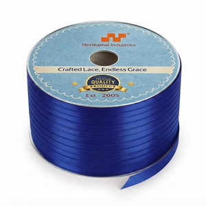 Ruban en satin bleu royal simple face de 6 mm, personnalisable, qualité export, rouleau de 350 mètres pour rubans de récompense, cadeau de remise de diplôme, vente en gros - Product Image 1