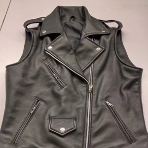 Gilet en cuir véritable double boutonnage de luxe, style vintage intemporel avec un attrait moderne, logo personnalisé disponible, doublure en fourrure - Product Image 1