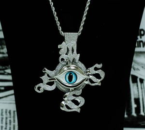 Collier pendentif œil en argent avec breloque en cristal bleu, bijou fantaisie pour hommes et femmes - Product Image 2