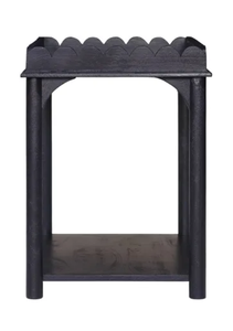 Mesa Consola Moderna Negra de 2 Niveles con Borde Festoneado, Mesa Auxiliar de Madera para Sala de Estar - Product Image 3