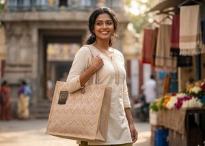 Bolso Tote Golden Dune Sahara Whisper con Cierre, Bolso de Mano Sunweave Desert Bloom, Bolso Shopper Amber Wave, Sandstone Chic Golden Horizon - Product Image 4