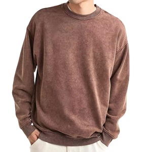 Sweat-shirt unisexe délavé à l'acide pour homme, 100 % coton, col rond, épais, coupe oversize, basique, 2026 - Product Image 1