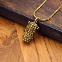 Collier de roue de prière tibétain, pendentif Om Mani Padme Hum, médaillon bouddhiste en laiton et argent, bijoux de méditation