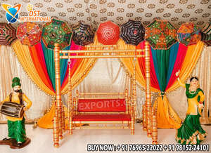 Décoration de scène personnalisable pour la grande nuit de Sangeet, prix abordable, thème arabe, décoration de mariage Mehndi / Cérémonie Haldi USA - Product Image 4