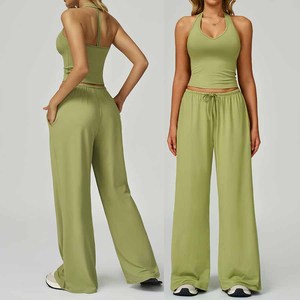 Solid-color Lightweight Quick-drying Sports <b>Bra</b> One-piece Strap Long-sleeved Textured Yoga Workout Shorts Yoga Outfit <b>Set</b> - Product Image 4