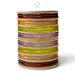 Colorful Glossy Acrylic Kashmiri Bangle <b>Bracelets</b> <b>Stack</b> Crystal Bangles for Women Party Wedding Indian Jewelry Wholesale - Product Image 4
