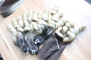 Paquetes de Cabello Humano Virgen al por Mayor con Cierre, Teñido con Mechas Ombre en Borgoña, Marrón y Rubio, Extensiones de Cabello Humano - Product Image 5