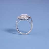 Anillo de Compromiso SHIVRAM DIAMOND con Diamante Cultivado en Laboratorio de 4.10 CT, Corte Cojín, Halo, Certificado IGI, Chapado en Oro de 18K, Platino 950, Lujoso, 1.8MM