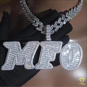 Custom" MFO" <b>Name</b> Pendant Moissanite Diamond Hip Hop Necklace Iced Out Cuban Link <b>Chain</b> Jewelry - Product Image 4