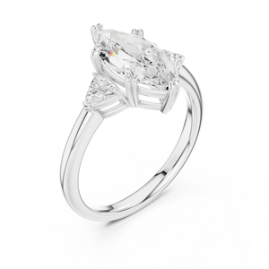 Bague de fiançailles de luxe vintage à trois pierres taille marquise, certifiée IGI, en argent, pour femme, idéale pour mariage, anniversaire, fête, bijoux raffinés - Product Image 3