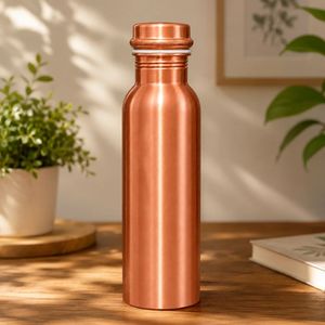 Polished Copper <b>Water</b> <b>Bottle</b> with Detailed <b>Neck</b> Copper <b>Water</b> <b>Bottle</b> 12 In X 4 In Portable Minimalist Design for Travel - Product Image 2