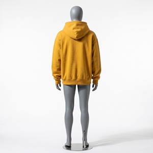 Sweat-shirt à capuche jaune pour homme avec fermeture éclair, veste chaude en polaire couleur moutarde, patch tissé personnalisé, cordon de serrage noir, fermeture éclair intégrale, vêtements de sport - Product Image 4