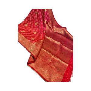 Boutique indienne dernière tenue ethnique fantaisie exclusive Premium Saree en soie Dola avec teinture à la main et bordure Rick et Pallu classique - Product Image 1