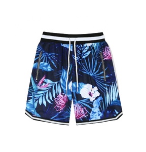 Custom Casual Floral All Over Print Sublimation Wholesale Double <b>Layered</b> Polyester Mesh Basketball Shorts for Men - Product Image 1