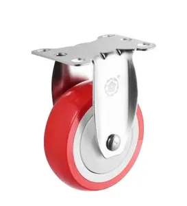 Industrial Medium Duty PU Casters Size 75mm 100mm 125mm with Stainless Steel Fork