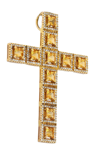 Colgante de Cruz Chapado en Oro con Circonitas de Corte Esmeralda Engastadas, Amuleto Religioso, Joyería de Moda Unisex - Product Image 2