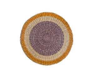 Handwoven Natural Seagrass Round Placemat, Multicolor Braided Table Mat with Concentric <b>Ring</b> Design for Home and Table Decor - Product Image 1
