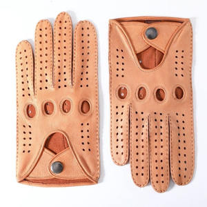 Guantes de Conducción de Cuero para Hombre, Estilo Occidental, con Logotipo Personalizado, para la Vida Diaria de Invierno, Guantes de Conducción de Piel de Ciervo a la Moda - Product Image 1