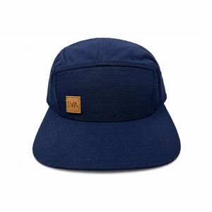 Premium Plain 5 Panel Jockey Camper <b>Cap</b> <b>Flat</b> Low Profile Waterproof Polyester Outdoor Hat with Leather Patch Logo Adjustable - Product Image 3