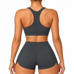 Women Yoga Set Women Sportswear Gym <b>Shorts</b> Sports Bra 2 Piece Set Halter Workout Clothes Fitness <b>Suit</b> - Product Image 2