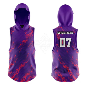 7v7 Adult Hooded Sleeveless <b>Compression</b> <b>Shirt</b> Uniform 100% Polyester Heat-Transfer Printed Breathable Quick Dry Custom Team Name - Product Image 6