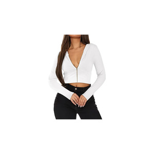 Women’s Bodycon <b>Crop</b> Hoodie Jacket Ribbed Fabric <b>Zip</b>-<b>Up</b> Long Sleeve Chic Casual Top for women - Product Image 6