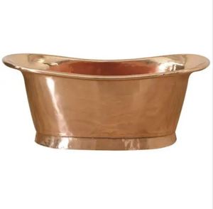Bañera Ovalada de Cobre Independiente, Bañera de Metal de Estilo Clásico Antiguo para Adultos - Artesanía India para el Hogar - Product Image 4