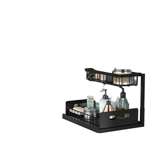Étagère de rangement murale double niveau en fer de qualité supérieure, moderne, multifonctionnelle et robuste pour cuisine - Product Image 1