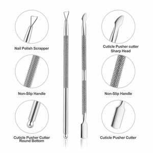 Empujadores de cutículas de acero inoxidable de doble punta para el cuidado personal de la belleza - Product Image 3
