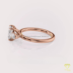 Anillo de compromiso de moissanita personalizado fabricado en India para joyería nupcial y ocasiones especiales disponible para la venta - Product Image 3